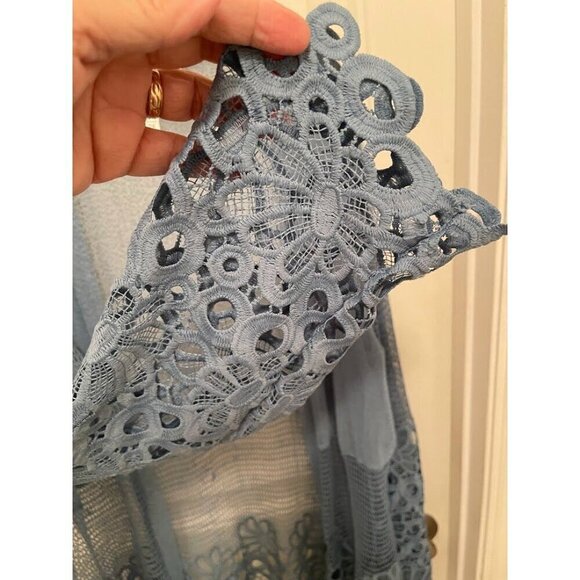 Forgotten Grace Lace Cardigan OPEN WOMEN'S 2X Blue - Picture 2 of 12